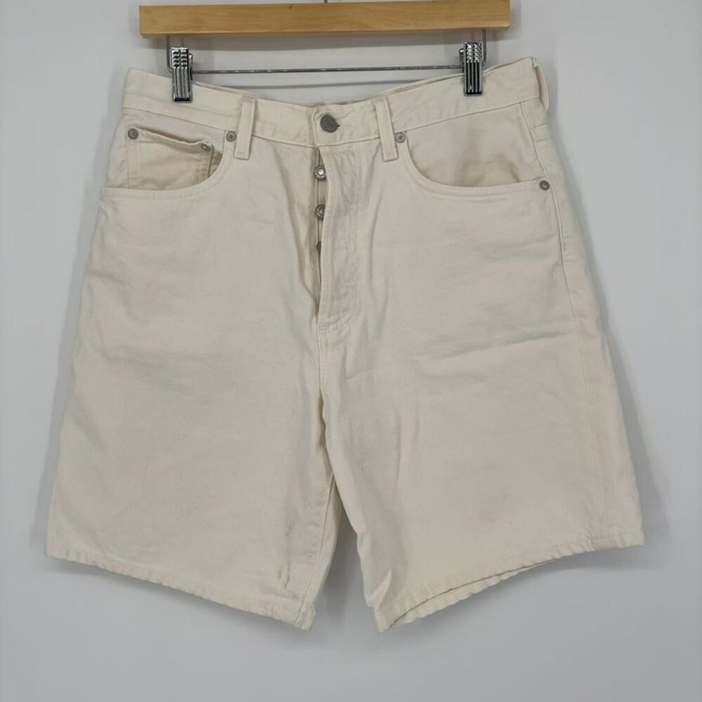 Agolde Cream High-Rise Button-Fly Jean Shorts
